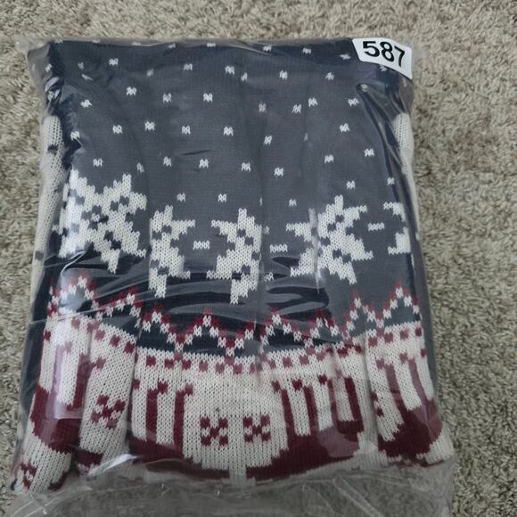 Men's Wool Blend Fair Isle Reindeer Sweater L Navy Cozy Layers Holiday Christmas - Picture 8 of 8